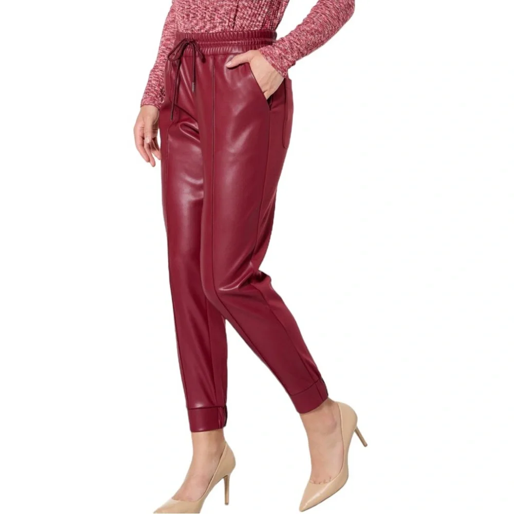 New G by Giuliana Black Label Faux Leather Ponte Jogger size M - Picture 1 of 6